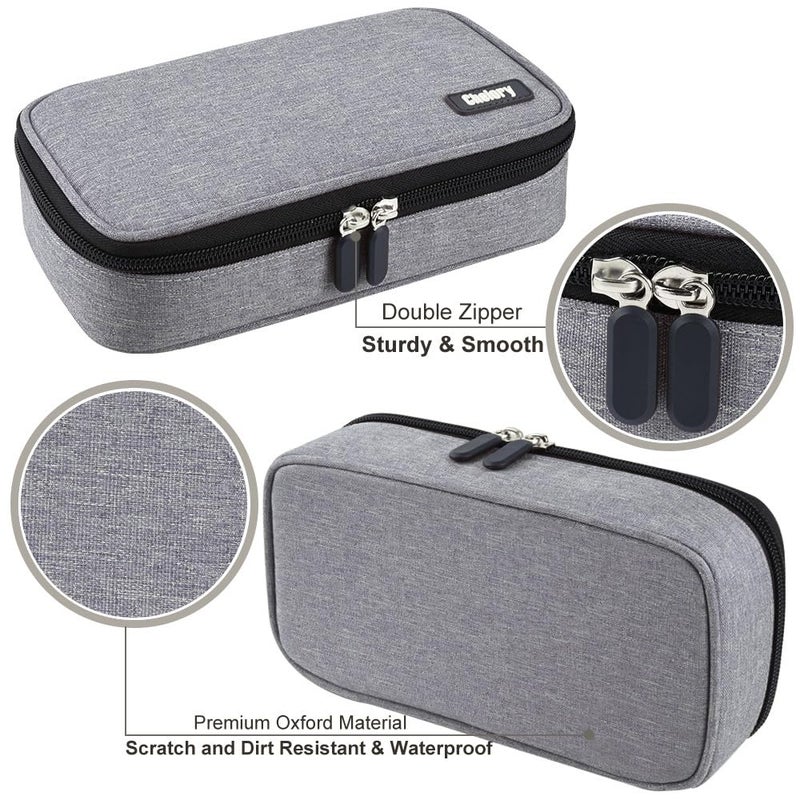 Chelory Big Pencil Case Large Capacity Pencil Bag Pouch High Storage Pen Marker Case Holder Multi Functional Office Stationery Organizer Makeup Cosmetic Bag Men Women, Gray - Image 4